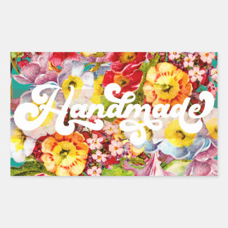 Sticker Rectangulaire Patte à motif floral artisanal Vintage Primrose