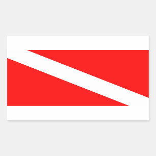 Sticker Rectangulaire pavillon plongeur rouge diagonal symbole de plongé