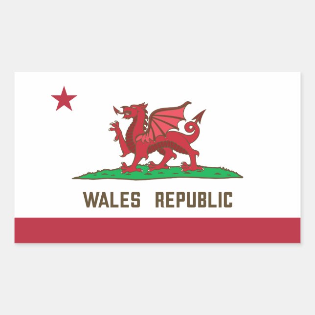 Sticker Rectangulaire Pays de Galles République Drapeau de dragon Pride  (Devant)