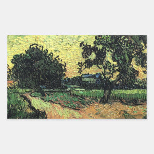 Sticker Rectangulaire Paysage avec le Château d'Auvers par Vincent van G