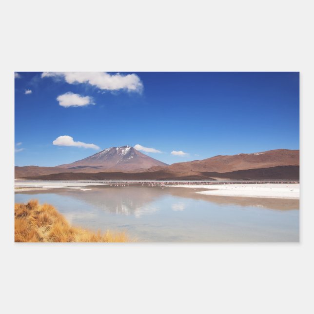 Sticker Rectangulaire Paysage de l'Altiplano avec volcan en Bolivie (Devant)