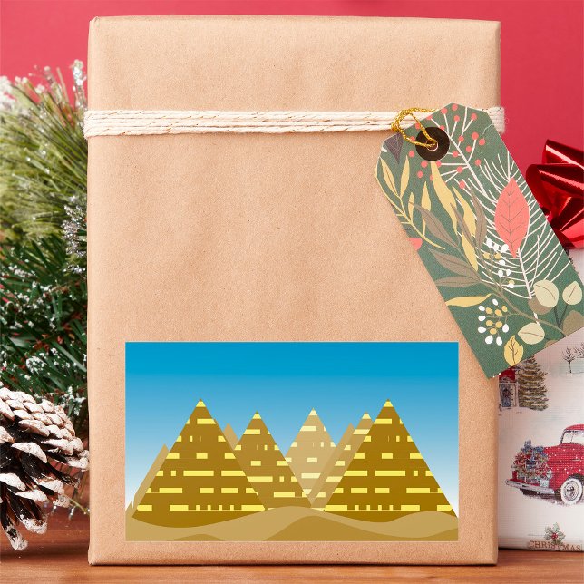 Sticker Rectangulaire Paysage Désertique Pyramides Égyptiennes Or Géomét (Créateur téléchargé)