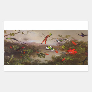 Sticker Rectangulaire Paysage tropical avec dix colibris