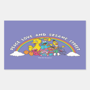 Sticker Rectangulaire Peace, Love and Sesame Street