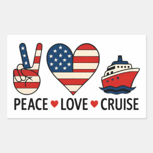Sticker Rectangulaire Peace Love Cruise USA Vacances Vibes