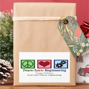 Sticker Rectangulaire Peace Love Engineering Company Custom Christmas
