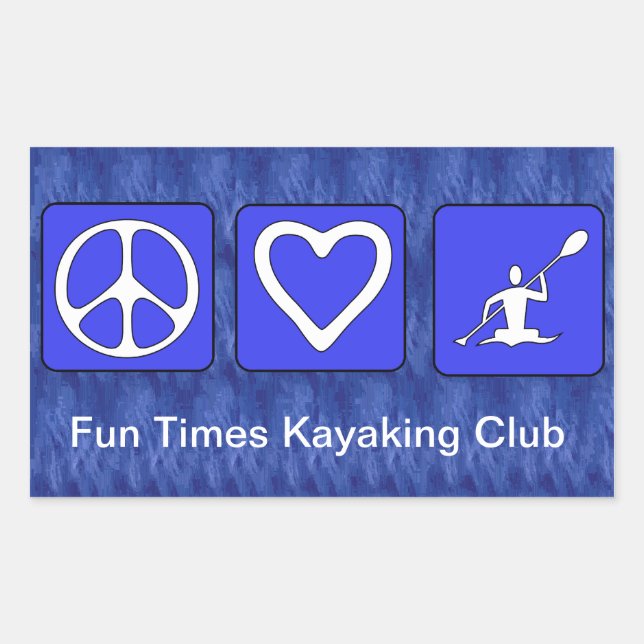 Sticker Rectangulaire Peace Love Kayaking (Devant)