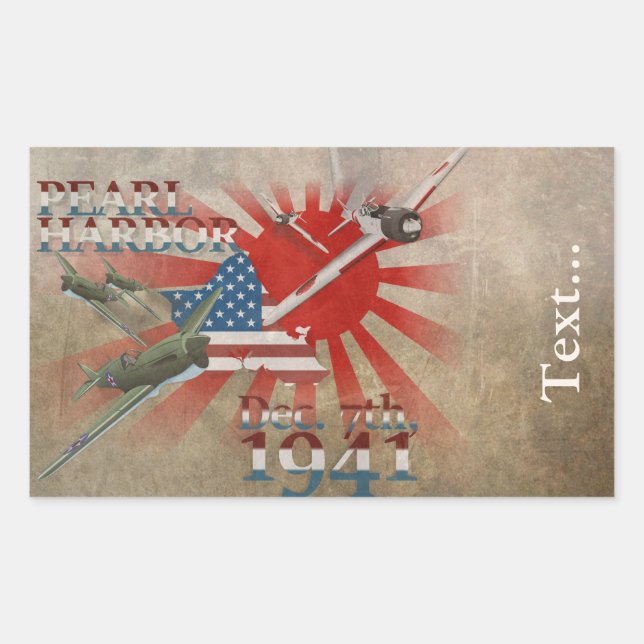 Sticker Rectangulaire Pearl Habor 7 décembre 1941 (Devant)