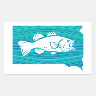 Sticker Rectangulaire Pêche par vagues du Dakota du Sud