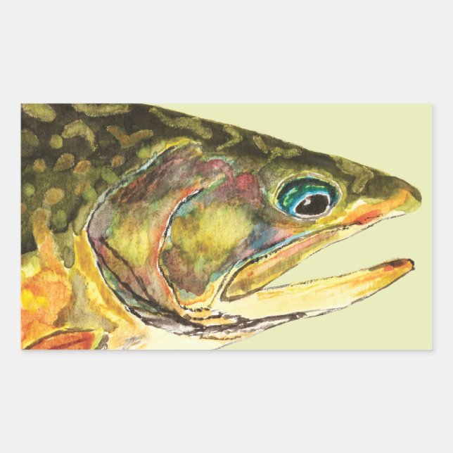 Sticker Rectangulaire Pêcheur de truite brook (Devant)