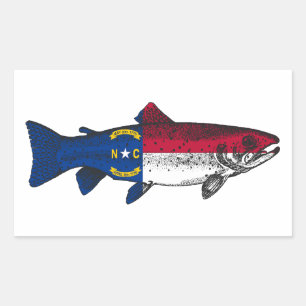 Sticker Rectangulaire Pêchez la truite de Caroline du Nord