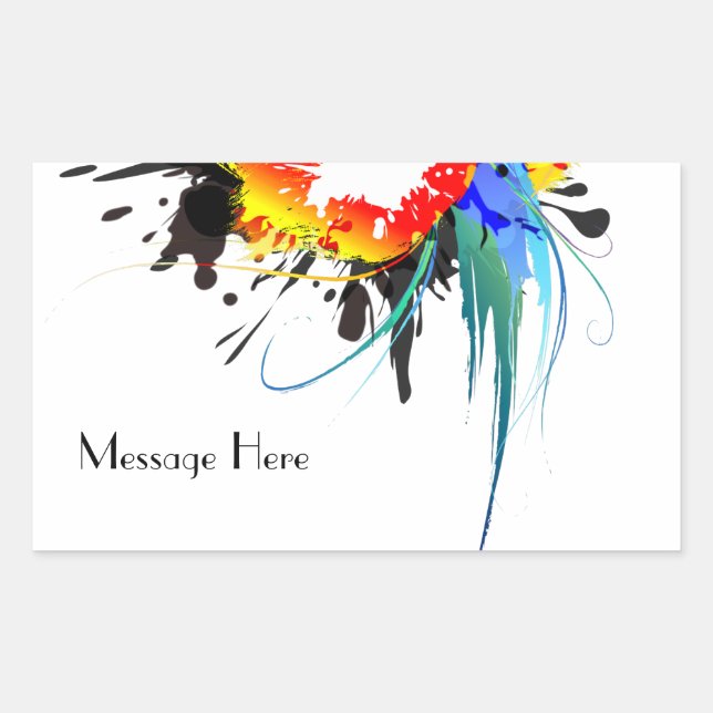 Sticker Rectangulaire Peinture Abstraite de perroquets sauvages (Devant)