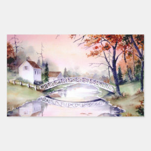 Sticker Rectangulaire Peinture aquarelle du Pont Arché