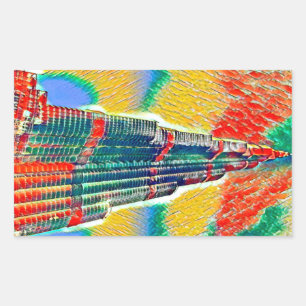 Sticker Rectangulaire Peinture colorée colorée de Burj Khalifa