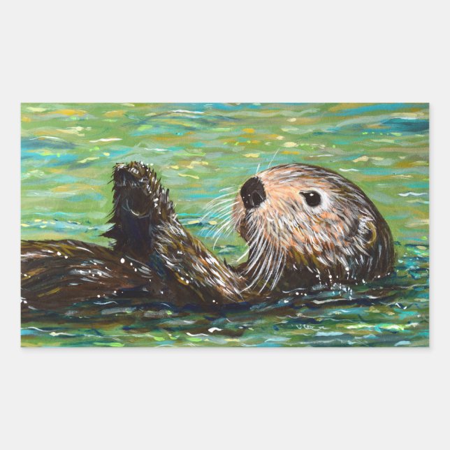 Sticker Rectangulaire Peinture de la Loupe de mer (Devant)