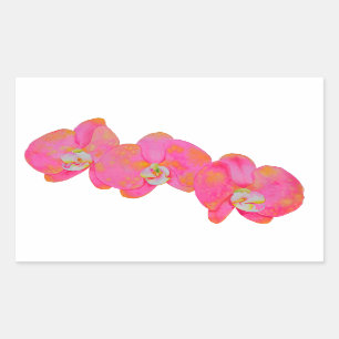 Sticker Rectangulaire Peinture d'orchidée rose