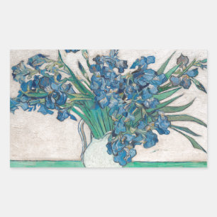 Sticker Rectangulaire Peinture impressionniste Vase Iris de Van Gogh