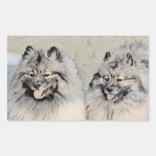 Sticker Rectangulaire Peinture Keeshond Brothers - Art Chien original