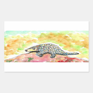 Sticker Rectangulaire Peinture Pangolin mignonne