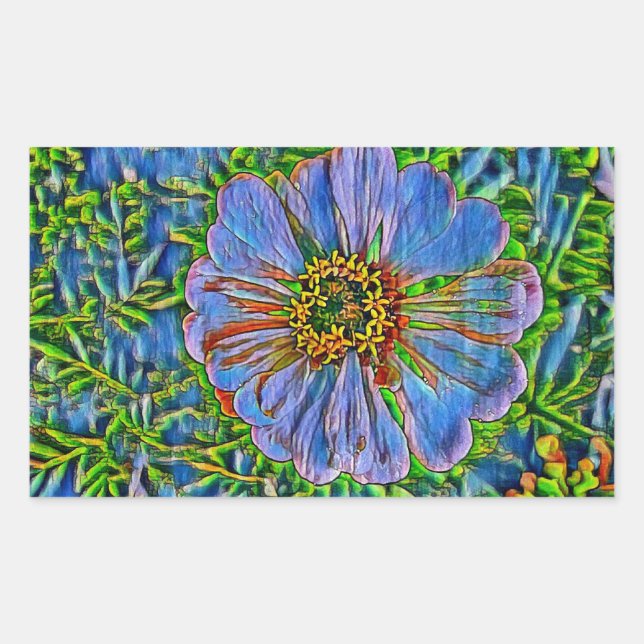 Sticker Rectangulaire Peinture pourpre de fleur (Devant)