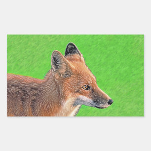 Sticker Rectangulaire Peinture Red Fox - Art original de la faune
