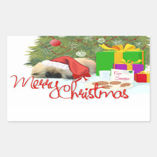 Sticker Rectangulaire Pékinois pour son 1er Noël