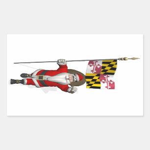 Sticker Rectangulaire Père Noël Avec Drapeau Du Maryland