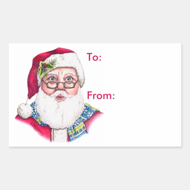 Sticker Rectangulaire Père Noël - Balises cadeaux (Devant)