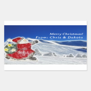 Sticker Rectangulaire Père Noël, Dashu Thru The Snow Christmas