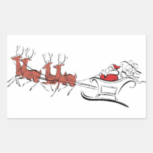 Sticker Rectangulaire Père Noël et son Sleigh