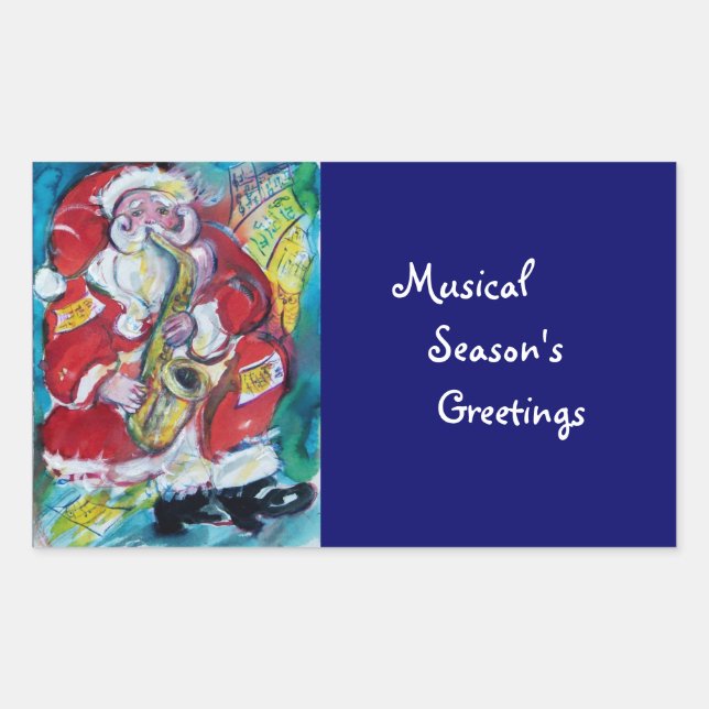 STICKER RECTANGULAIRE PÈRE NOËL & SAX, PARTI NOËL (Devant)