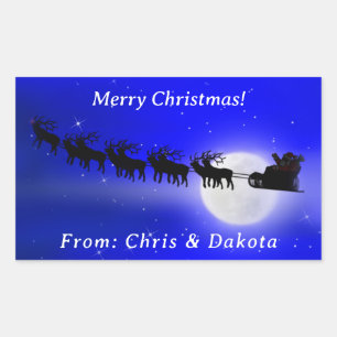 Sticker Rectangulaire Père Noël Sleigh Ride Christmas