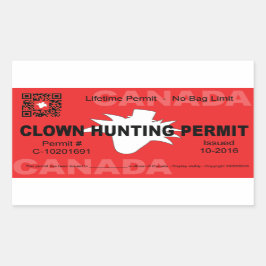 Sticker Rectangulaire Permis de chasse aux clowns canadiens (4x)
