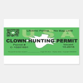 Sticker Rectangulaire Permis de chasse aux clowns (vert) (4x)
