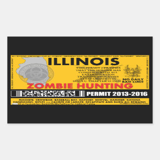 Sticker Rectangulaire Permis de chasse zombie Illinois