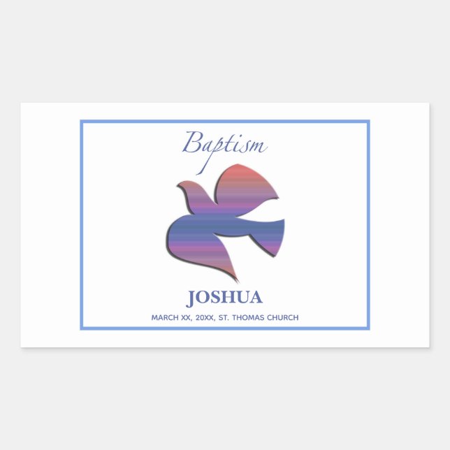 Sticker Rectangulaire Personnalisable, Adulte Baptême Dove (Devant)