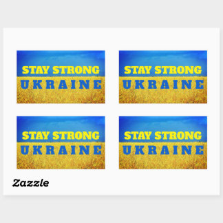 Sticker Rectangulaire Personnalisable Ukraine bleu ciel jaune champ de b