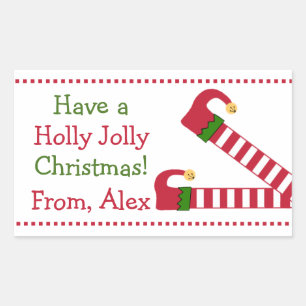 Sticker Rectangulaire Personnalisé ayez Noël gai de houx