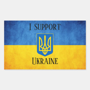 Sticker Rectangulaire Personnalisé Je soutiens Ukraine UKRAINIEN DRAPEAU