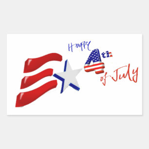 Sticker Rectangulaire Personnalisé Juillet 4 Juillet Drapeau américain