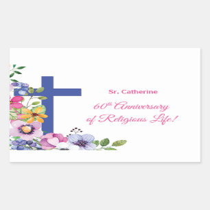 Sticker Rectangulaire Personnaliser, 60e anniversaire Nun vie religieuse