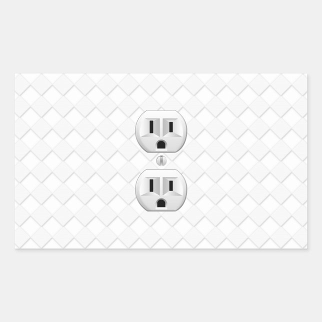 Sticker Rectangulaire Personnaliser d'amusement de la prise de courant é (Devant)