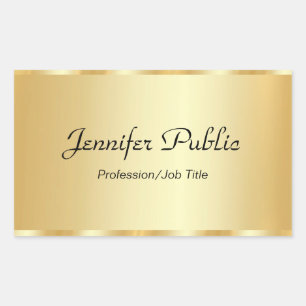 Sticker Rectangulaire Personnaliser Gold Elegant Script Glamor Modèle