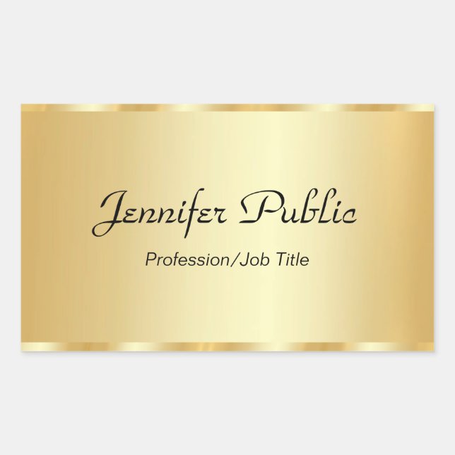 Sticker Rectangulaire Personnaliser Gold Elegant Script Glamor Modèle (Devant)
