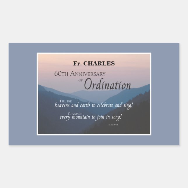 Sticker Rectangulaire Personnaliser les fêtes d'Ordination du 60e annive (Devant)