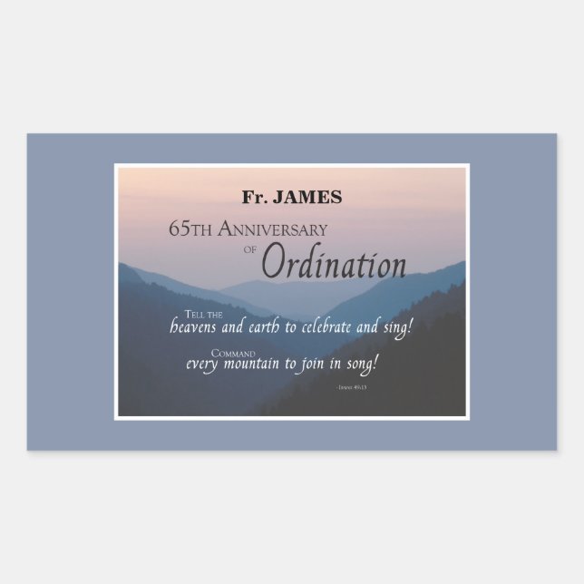 Sticker Rectangulaire Personnaliser les fêtes d'Ordination du 65e annive (Devant)