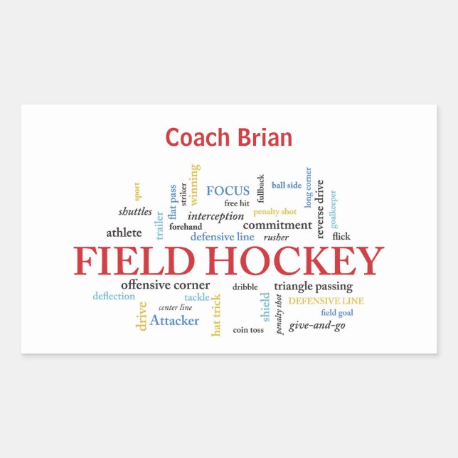 Sticker Rectangulaire Personnaliser, Merci d'entraîneur de hockey de ter (Devant)