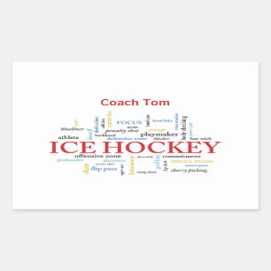 Sticker Rectangulaire Personnaliser, Merci d'entraîneur de hockey sur gl