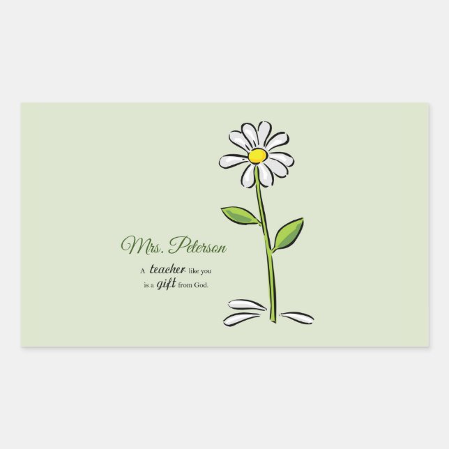 Sticker Rectangulaire Personnaliser, Merci enseignant, Fleur religieuse (Devant)
