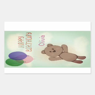Sticker Rectangulaire Personnaliser, personnel, anniversaire, ours en pe